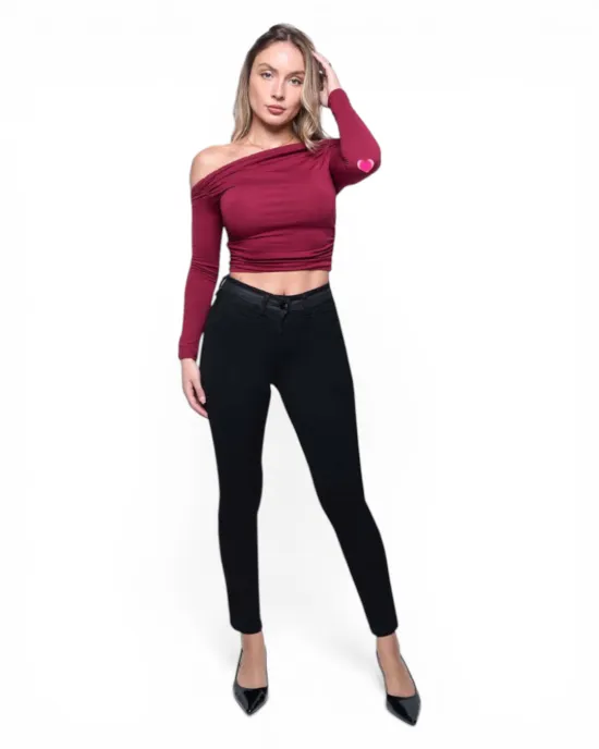 Jeans Mujer Becky Cintura Skinny Negro Mohicano - Imagen 3