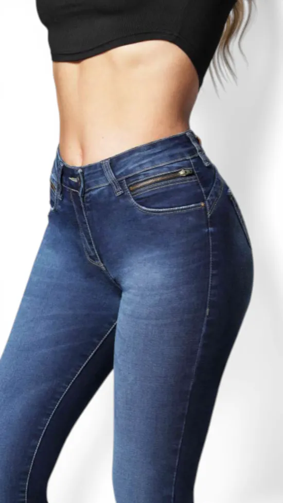 Jeans Mujer Cintura Pitillo Harper Azul Mohicano - Imagen 5
