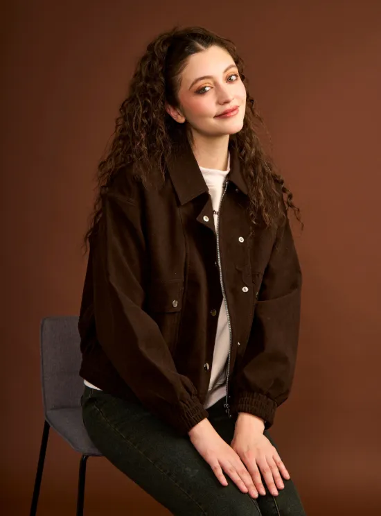 Chaqueta Mujer Suede Bomber Batwig Loose Fit Il Gioco - Imagen 3