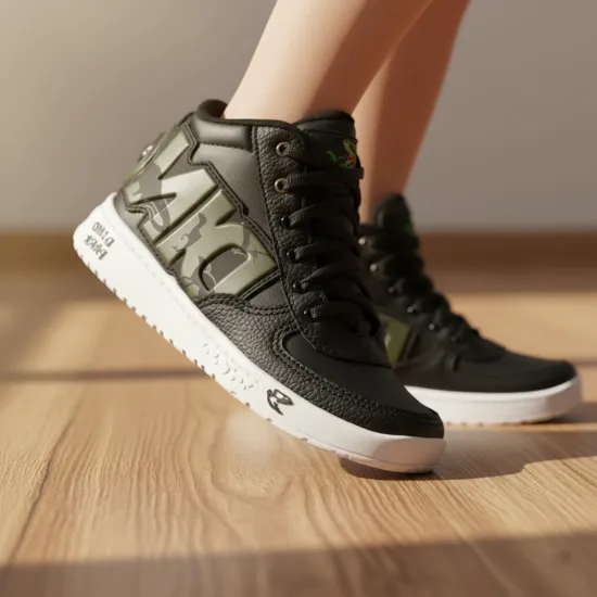 Zapatilla Niño DR128 Caña Alta Negro Verde Dino Park - Imagen 2