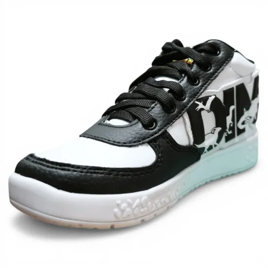 Zapatilla Niño DR128 Caña Alta Blanco Negro Dino Park - Imagen 4