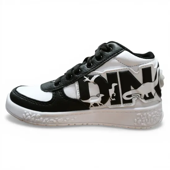 Zapatilla Niño DR128 Caña Alta Blanco Negro Dino Park - Imagen 5