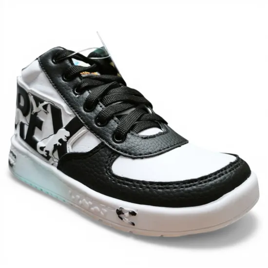 Zapatilla Niño DR128 Caña Alta Blanco Negro Dino Park - Imagen 6