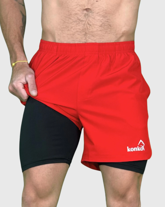 Short Hombre 2 en 1 Hyperflex Red Konko - Imagen 4