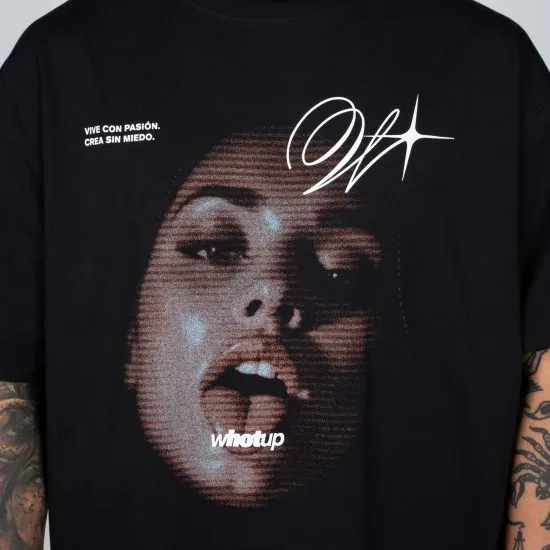 Polera Hombre Oversize Estampado Negro Whatup - Imagen 3