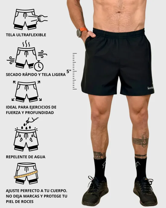 Short Hombre Hyperflex Basic Negro Konko - Imagen 6
