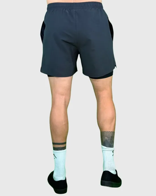 Short Hombre 2 en 1 Perfect Black Grey Konko - Imagen 5