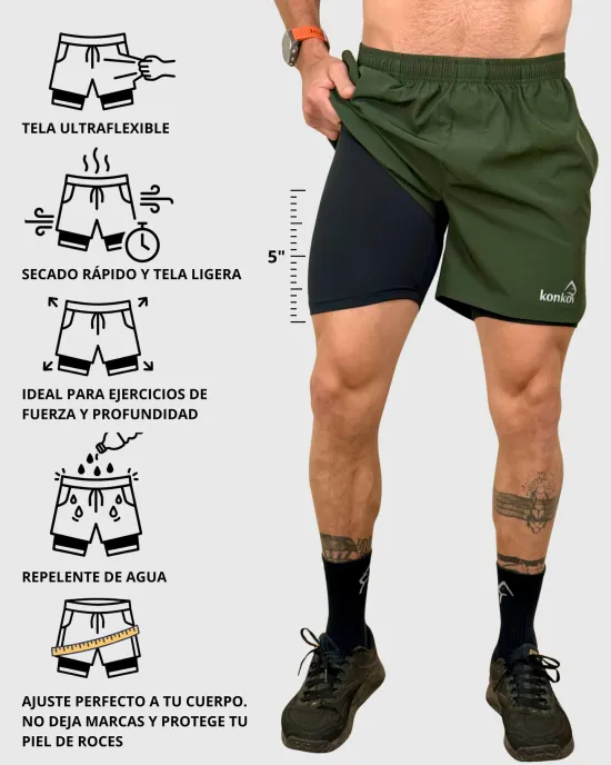 Short Hombre 2 en 1 Hyperflex Hunter Konko - Imagen 4
