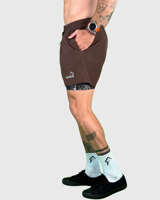 Short Hombre 2 en 1 Brown Tribal Konko - Imagen 3