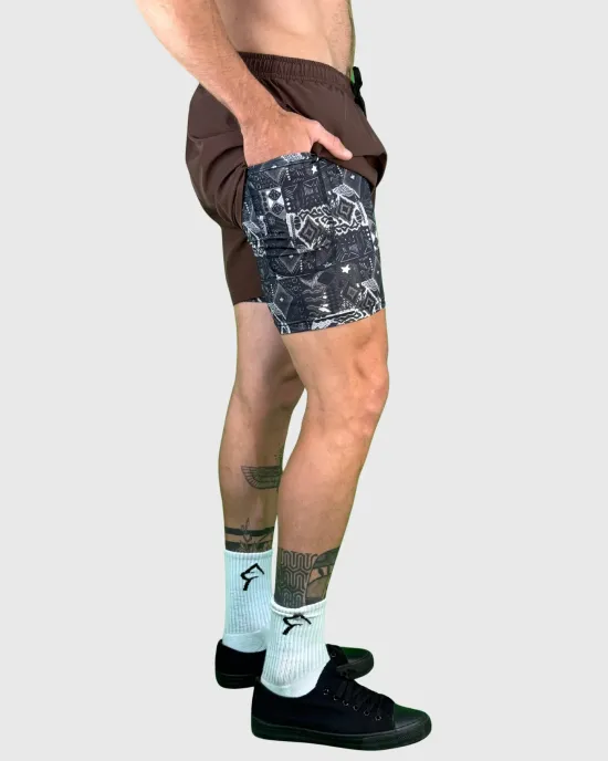 Short Hombre 2 en 1 Brown Tribal Konko - Imagen 4