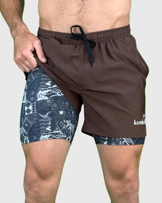 Short Hombre 2 en 1 Brown Tribal Konko - Imagen 8