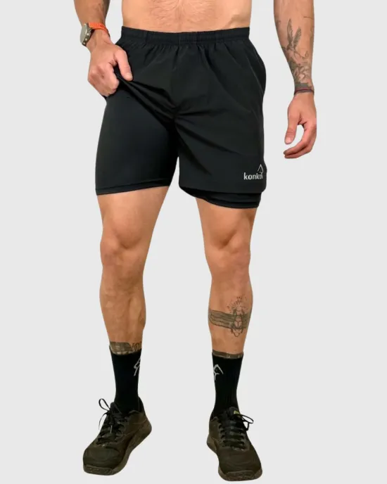 Short Hombre 2 en 1 Hyperflex Black Konko - Imagen 2