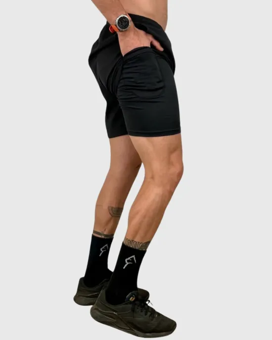 Short Hombre 2 en 1 Hyperflex Black Konko - Imagen 3