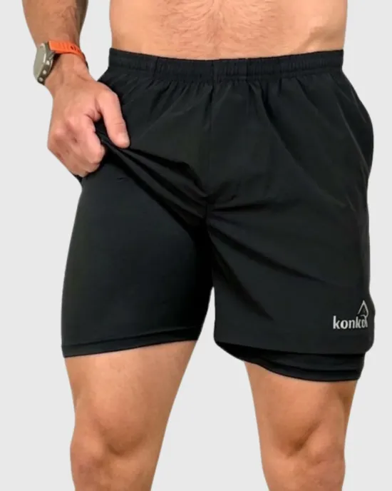 Short Hombre 2 en 1 Hyperflex Black Konko - Imagen 4