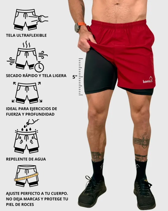 Short Hombre 2 en 1 Hyperflex Brick Konko - Imagen 7