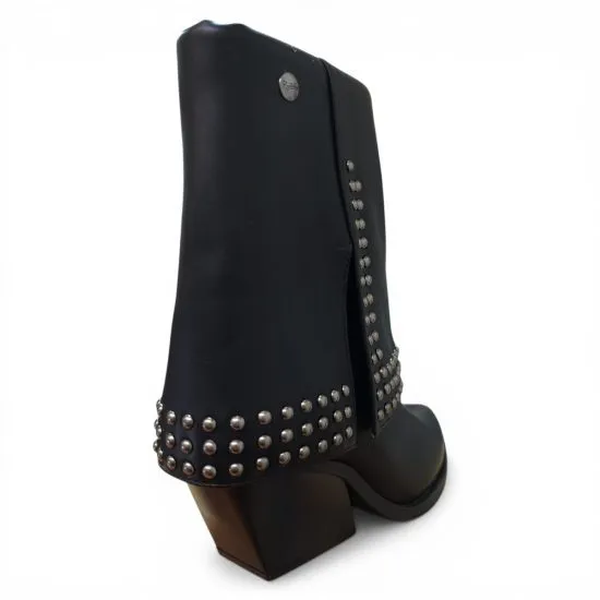 Botin Mujer Negro Sintetico Tachas Taco Medio Poeme - Imagen 5