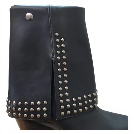 Botin Mujer Negro Sintetico Tachas Taco Medio Poeme - Imagen 7