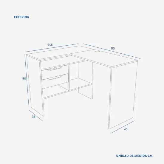 Escritorio Milan 2Cj 5X115X80 CM Olmo Blanco Cic - Imagen 4