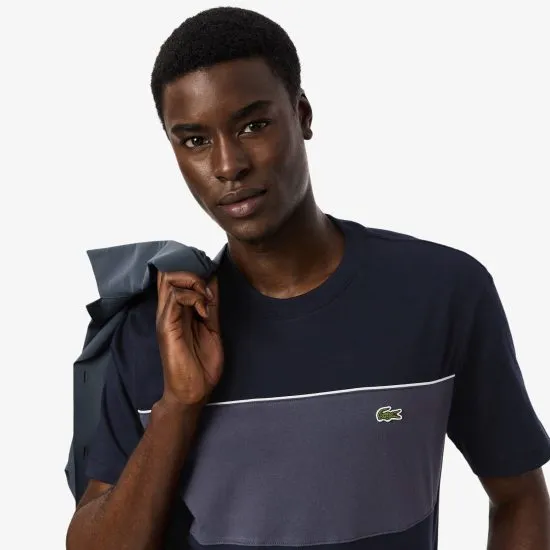 Polera Hombre Bicolor Algodón Gris Azul Lacoste - Imagen 4