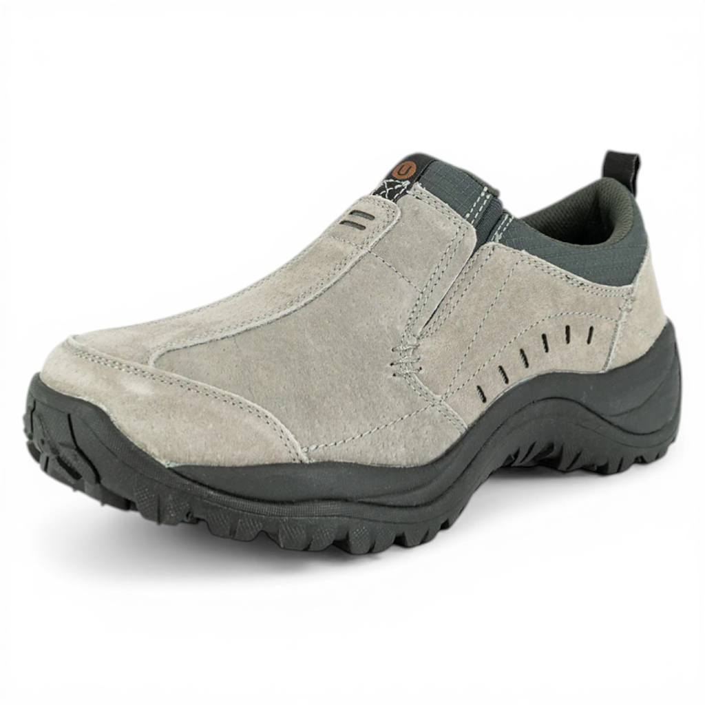 Zapato Hombre Sin Cordones Atlas Cuero Gris London Adixt
