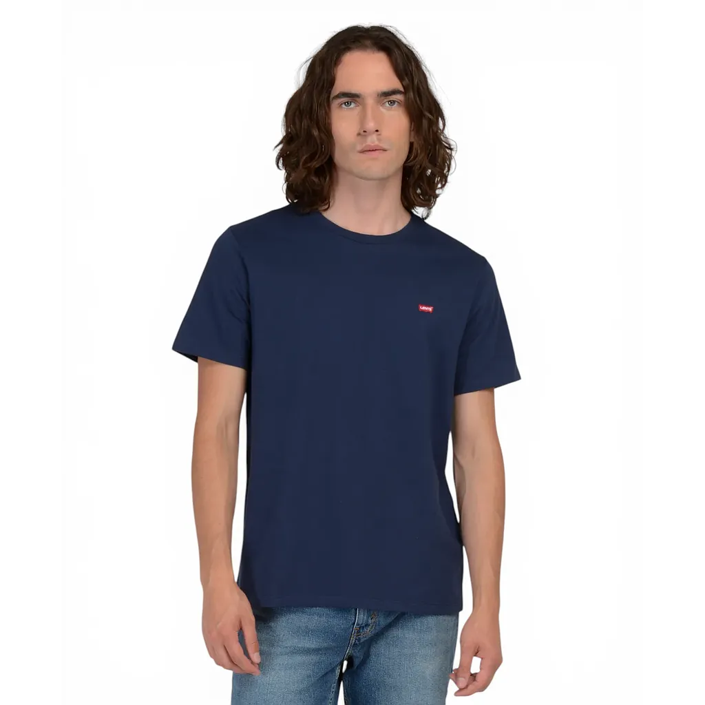 Polera Hombre Original Tee Azul Cuello Redondo Levis