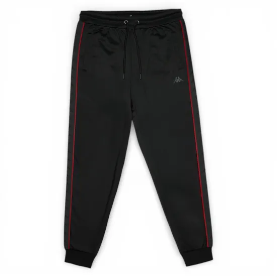 Pantalon Buzo Hombre Black Banda Black Red Kappa