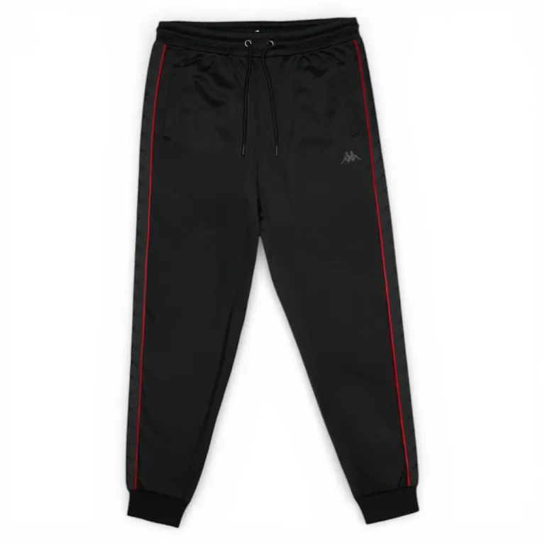 Pantalon Buzo Hombre Black Banda Black Red Kappa