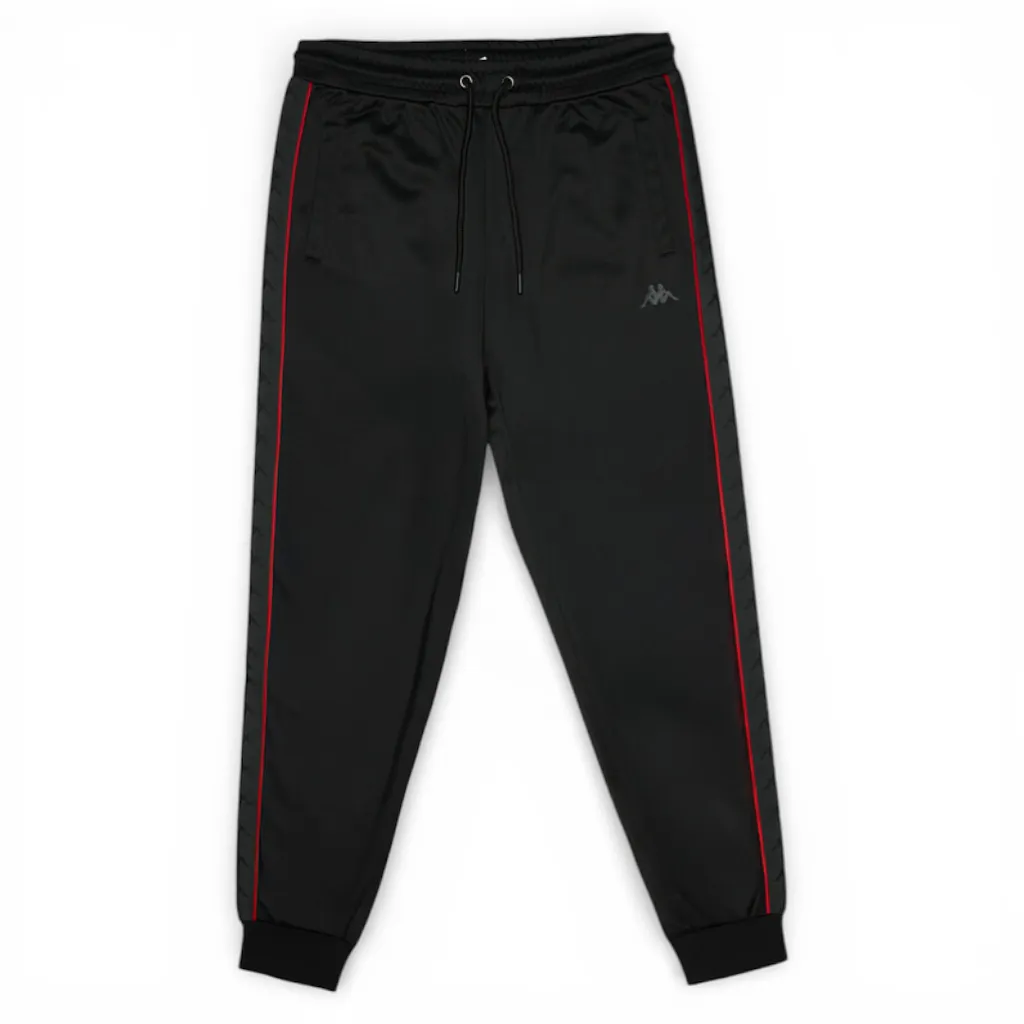 Pantalon Buzo Hombre Black Banda Black Red Kappa