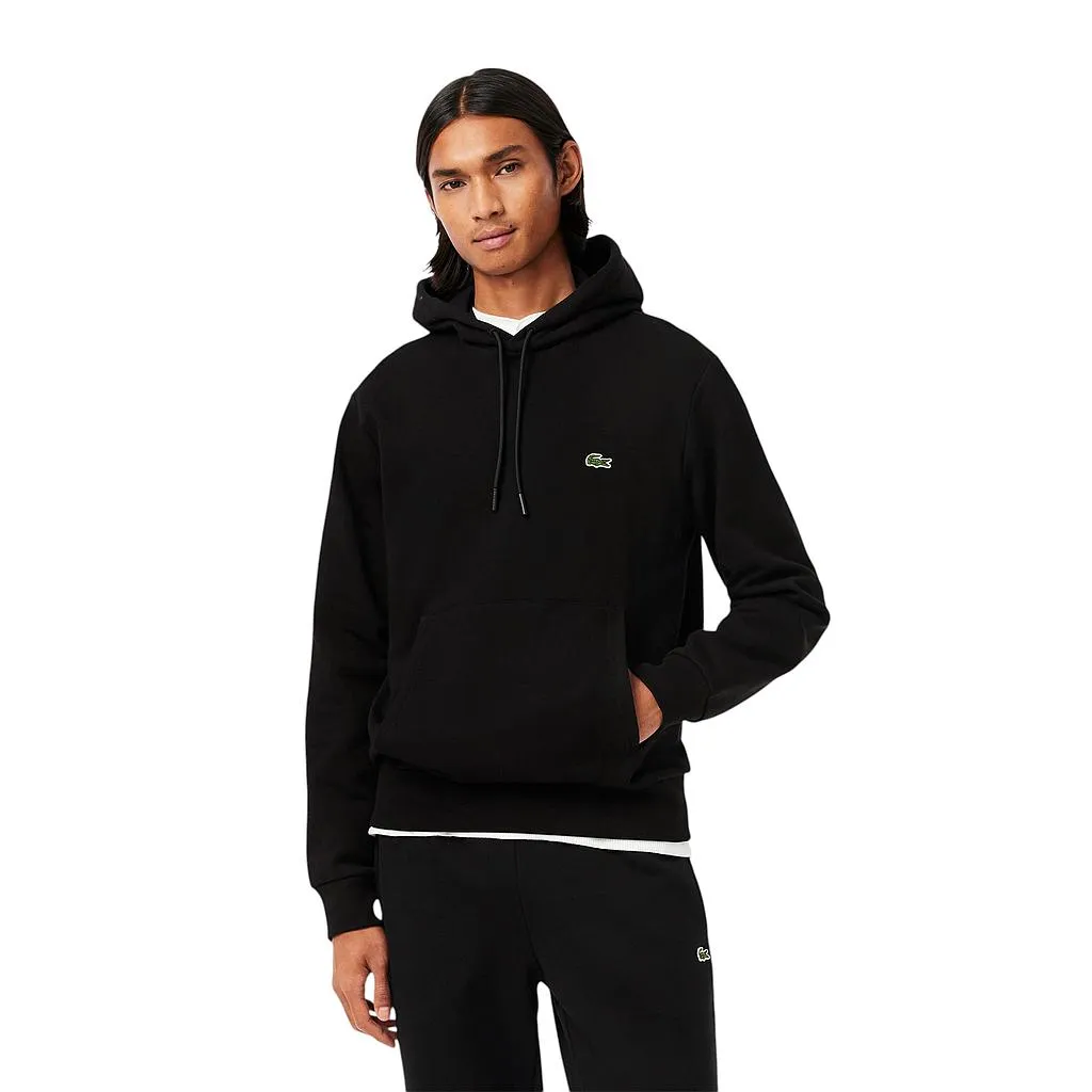 Polerón Hombre Hoodie Canguro Negro Lacoste