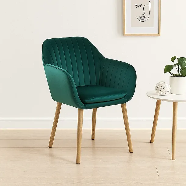 Butaca  Sitial Poltrona Diamante Terciopelo Acolchado Verde Klik