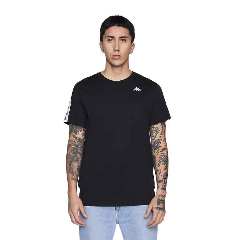 Polera Hombre Kappa Banda Black Logo White