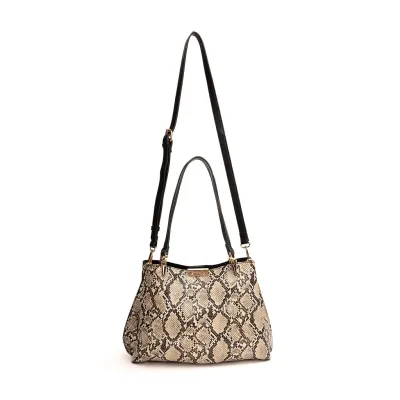 Cartera Grande Dos Asas Animal Print Off White