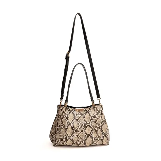 Cartera Grande Dos Asas Animal Print Off White