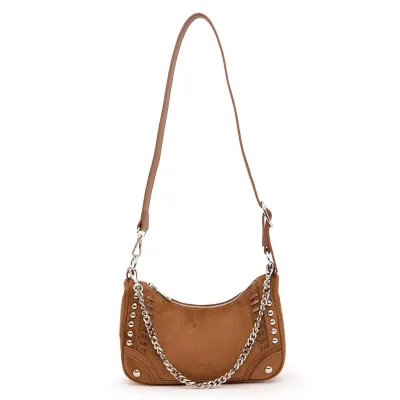 Cartera Mujer Pequeña Camel Con Cadena Bandolera Gacel