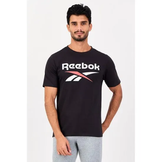Polera Deportiva Hombre Logo Frontal Negra Reebok