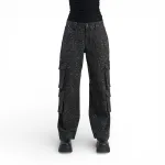 Jeans Mujer Street Cargo Black Leopard Print Il Gioco