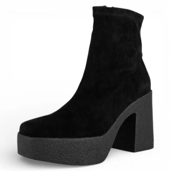 Botin Mujer Taco Alto Plataforma Negra Alquimia