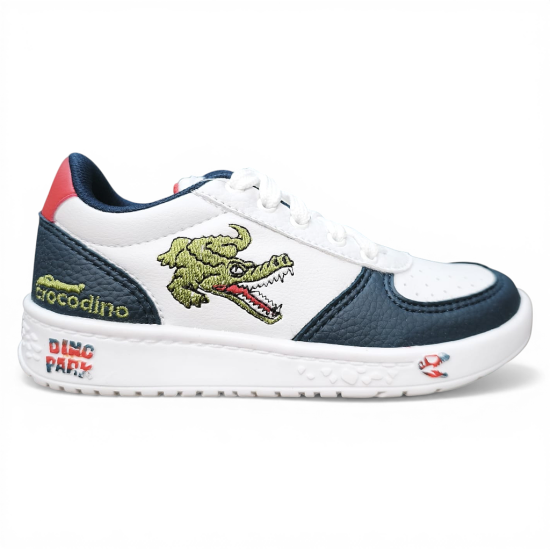 Zapatilla Niño Blanco Azul Cocodrilo Dino Park