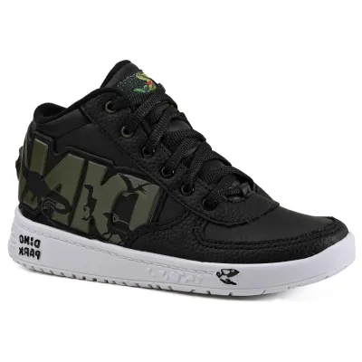 Zapatilla Niño DR128 Caña Alta Negro Verde Dino Park
