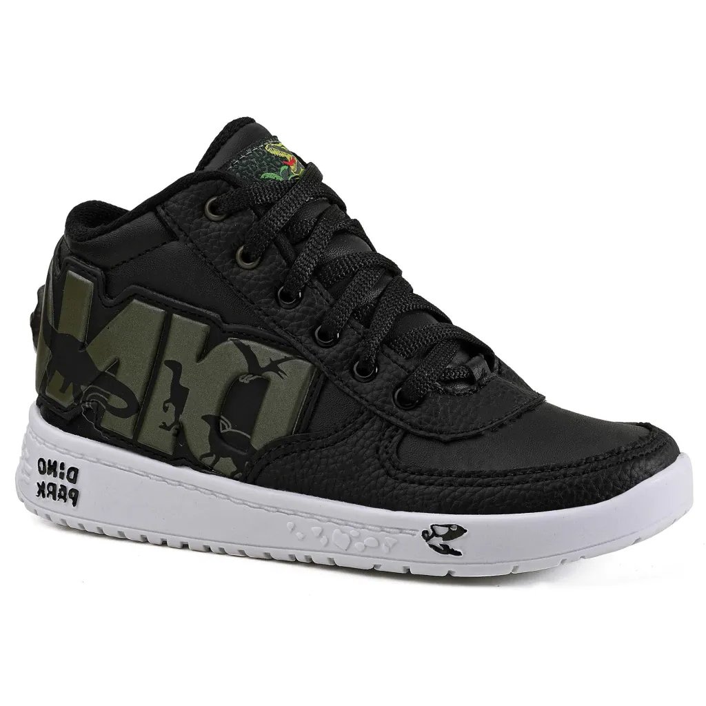 Zapatilla Niño DR128 Caña Alta Negro Verde Dino Park