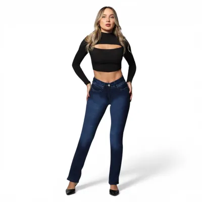 Jeans Mujer Cintura Recto Lily Azul Mohicano