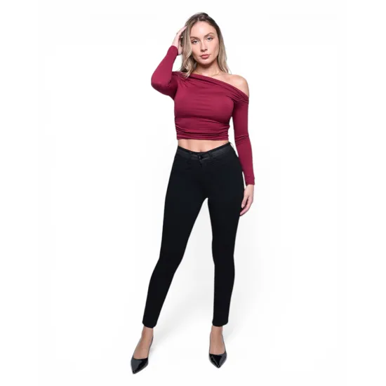 Jeans Mujer Becky Cintura Skinny Negro Mohicano