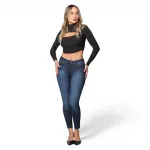 Jeans Mujer Medio Pitillo Kristen Azul Mohicano