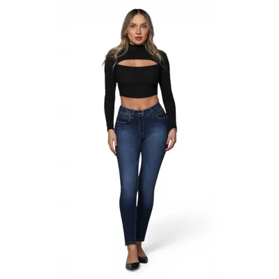 Jeans Mujer Cintura Pitillo Harper Azul Mohicano