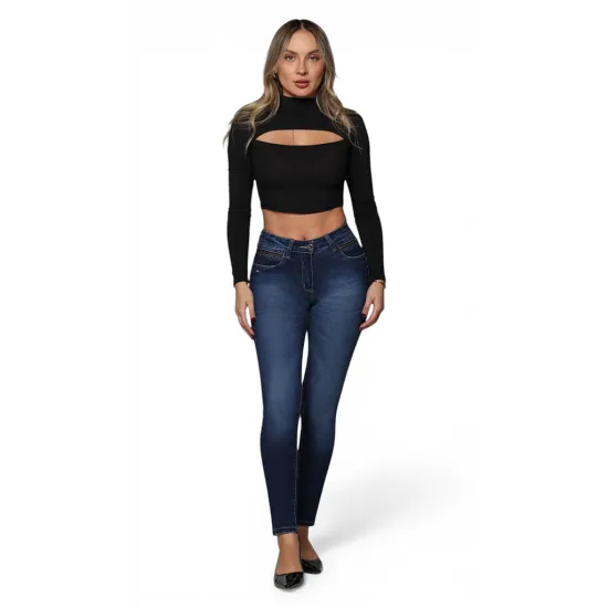 Jeans Mujer Cintura Pitillo Harper Azul Mohicano