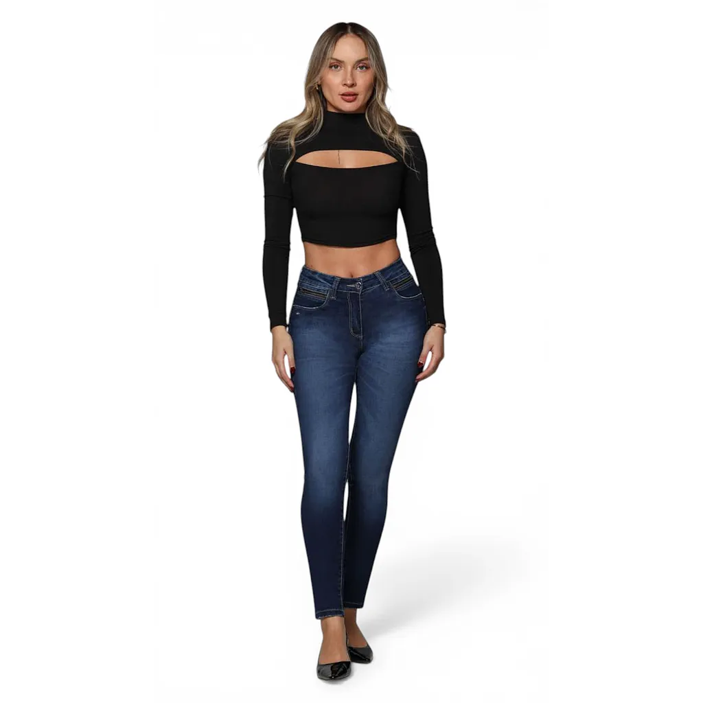 Jeans Mujer Cintura Pitillo Harper Azul Mohicano