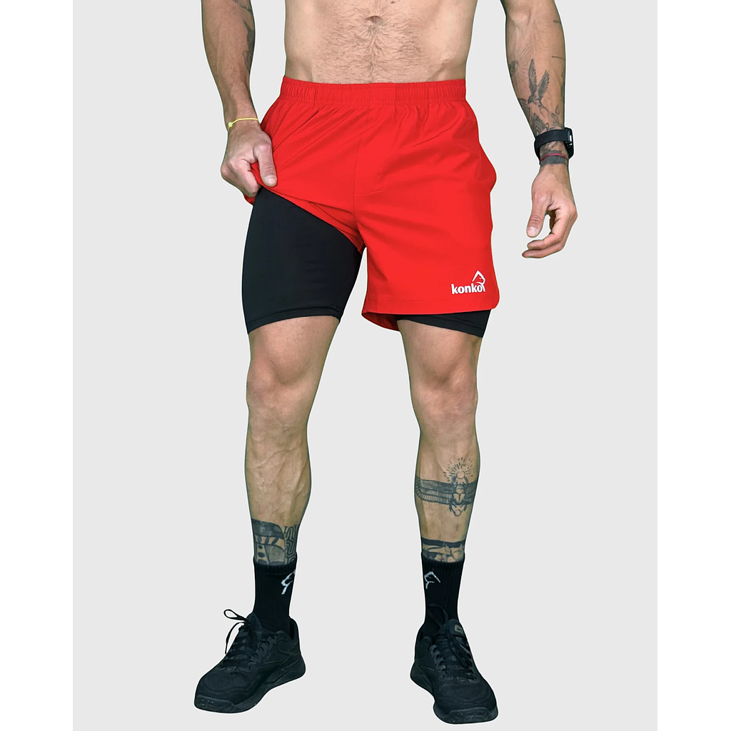 Short Hombre 2 en 1 Hyperflex Red Konko