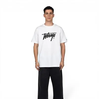 Polera Oversize Hombre Blanca Logo Grande Frontal Whatup