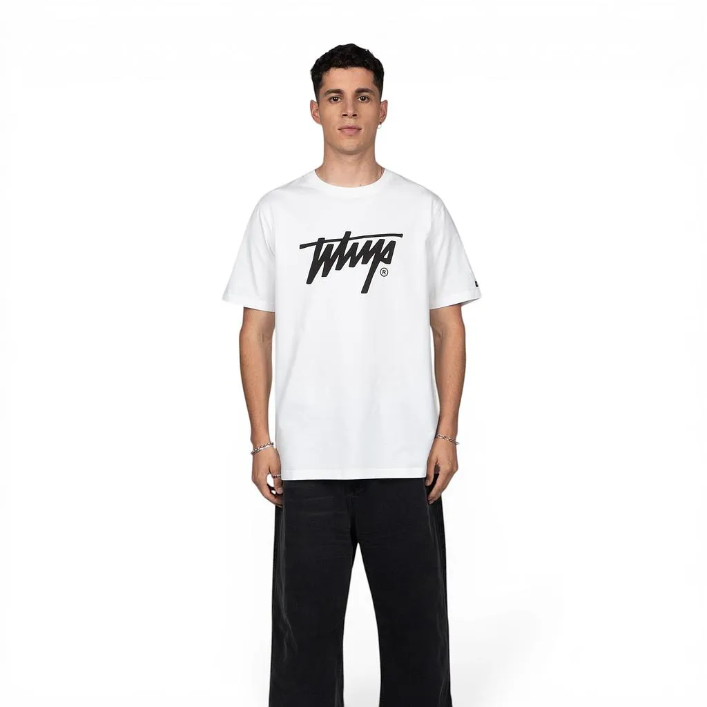 Polera Oversize Hombre Blanca Logo Grande Frontal Whatup