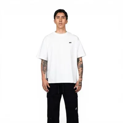 Polera Oversize Hombre Blanca Básica Logo Whatup